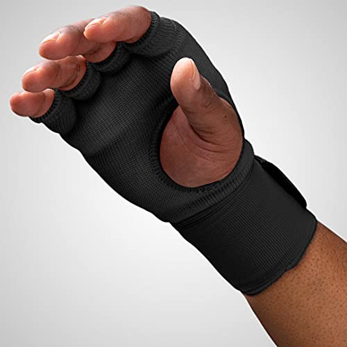 Hayabusa Quick Gel Hand Wrap Boxing Gloves | Slip-On Design, Padded Knuckle Protection, Hook and Loop Closure, Muay Thai Kickboxing, Men and Women, Sparring - color: Black, size: Large