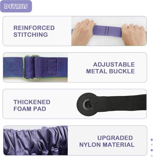 Leg Stretcher Strap - Yoga Stretching Strap,Yoga Door Swing,Backbend Training Rope with Door Anchor, Flexibility Trainer Stretching Equipment Assist Stretch Strap for Fitness Gymnastics Dance Aerial Ballet (purple) - color: purple.