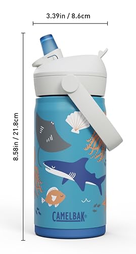 CamelBak Thrive Flip Straw Kids Insulated Stainless Steel Water Bottle with Bite Valve, Spill Resistant Easy Sip Design for School and Play, 12oz, Ocean Life - color: Ocean Life