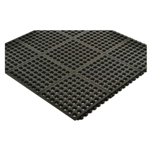 NoTrax Cushion-Ease® 3' x 3' Rubber Drainage Mat, Customizable Modular Interlocking Design with Ergonomic Support, Medium-Duty, Anti-Fatigue, Non-Slip Surface, Black, 550S0033BL