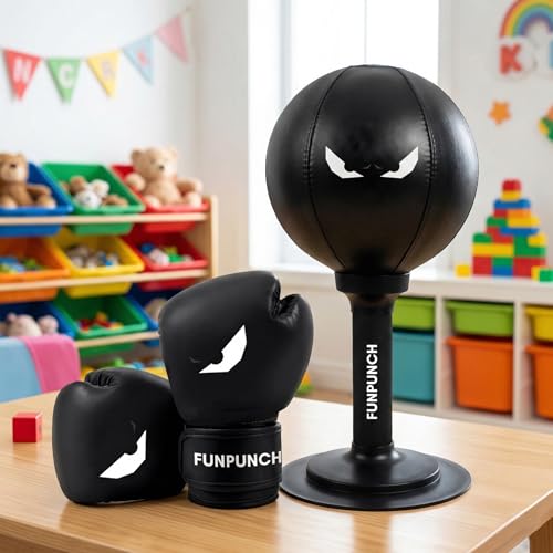 Bundle - Desktop Punching Bag and Boxing Gloves for Kids - Great Kids Boxing Set