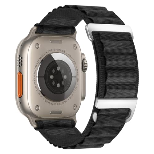 Alpine Loop Compatible with Apple Watch 3 Band 49mm 46mm 45mm 44mm 42mm 41mm 40mm 38mm Men Women, Nylon Sport Loop for Apple Watch Ultra 2/1 iWatch Series 11 10 9 8 7 6 5 4 3 2 1 SE - color: Black