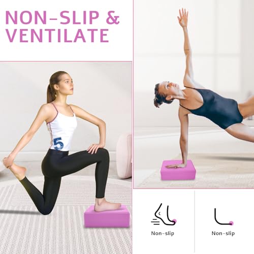 Yoga Blocks 2 Pack, Premium Yoga Brick Foam Blocks to Improve Strength, Flexibility & Balance, Light Weight - Safe and Stable Support for Yoga, Pilates, Meditation & Stretching - color: 2PACK-Magenta