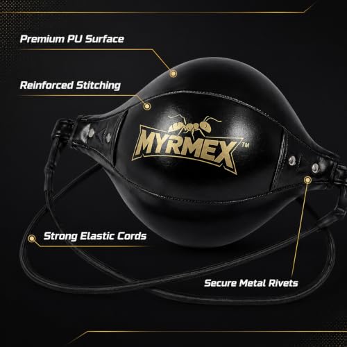 MYRMEX Double End Bag for Boxing Training, with Elastic Cords, Durable Double End Punching Bag, for Speed, Accuracy, Reflex & MMA Training