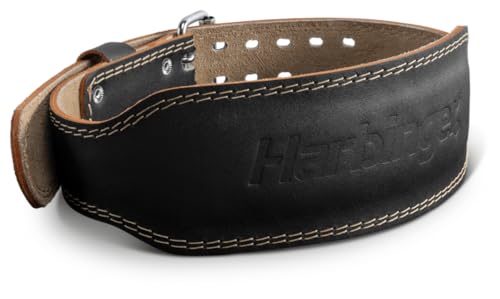 Harbinger Padded Leather Contoured Weightlifting Belt - 4" or 6” Width - Interior Suede Lining & Foam Cushioning - Heavy-Duty Dual Prong Steel Roller Buckle - for Lifting Support - size: XX-Large, style: 4 Inch: 2.0