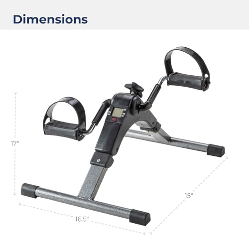Drive Medical RTL10273 Deluxe Folding Pedal Exerciser with Electronic Display for Legs and Arms, Under Desk Bike Pedal Exerciser, Fully Assembled, No Tools Required, Black