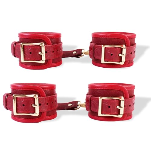 Wooden PU Spreader Bar with 4pcs PU Adjustable Straps,Workout Bar for Home Gym Training Bar,Portable Detachable Pilates Kit - style: Black+Embossed Red Kit