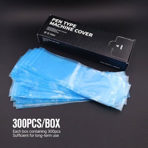 300pcs Tattoo Machine Covers Sealable Type - Clear 2.4×8 Inch Tattoo Pen Covers Machine Bags Sleeves for Cartridge Tattoo Machine - Professional Tattoo Supplies & Accessories (Blue (2.4×8 inch)) - color: Blue (2.4×8 inch)