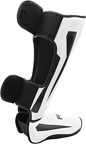 MMA Martial Arts Shin Guards – Padded, Adjustable Muay Thai Leg Guards with Instep Protection for Kickboxing/MMA Training and Sparring – Professional MMA Equipment - color: White, size: X-Large