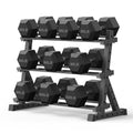 PAPABABE Dumbbell Set with Rack Dumbbells Rubber Encased Home Gym | PAPABABE Complete & Durable Cast Iron Core Odorless PVC Antiroll Hex Shape Ergonomic Chrome Handle Versatile Home Gym - size: 900LB with 3-Tier Weight Rack