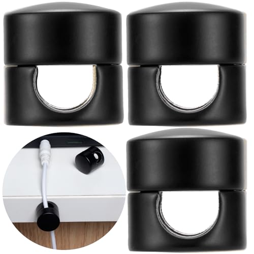 SmallCat 3 Sets Charger Holders for Cords, Matte Black Metal Cord Holder | Adjustable Cable Anchor Clips, Adhesive Cable Management Wire Organizers for Desk, Office, Nightstand - color: Matte Black, size: 3 Sets