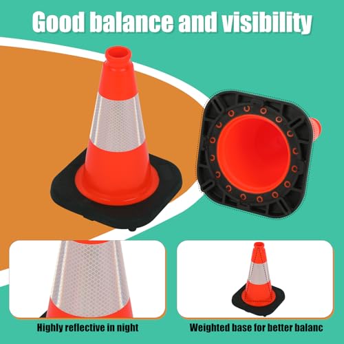 BESEA 12" inch Traffic Cones Soccer Training Cones Sport Cones Road Parking Cone with 4" Highly Reflective Collar(8 Pack) - size: 12 inch