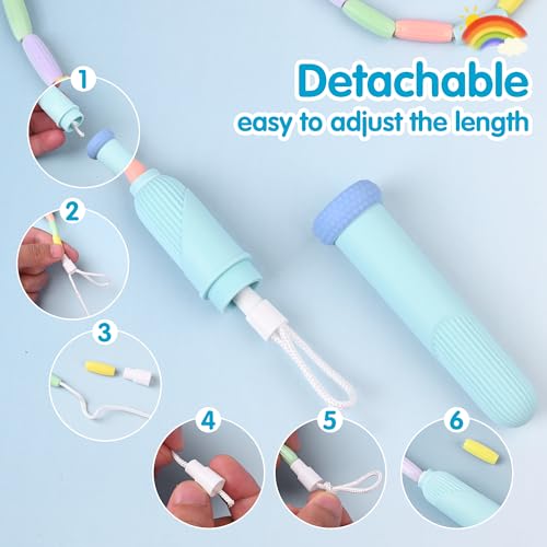 Beaded Jump Rope 1 Pack/2 Pack, ACEONE Segmented Skipping Rope for Kids Adults, Adjustable Tangle-Free Toddler Jumping Rope for Fitness Exercise Training - color: Blue