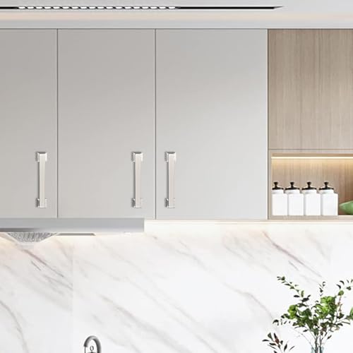 10 Pack 3-3/4 inch(96mm) Brushed Satin Nickel Kitchen Cabinet Handles Cabinet Pulls Sliver Drawer Pulls Kitchen Cabinet Hardware Dresser Handles - color: Brushed Satin Nickel, size: 3-3/4" Hole Center（96mm）
