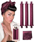 Grande Heatless Curls Overnight Rods No Heat Hair Curlers to Sleep in, Jumbo Foam Large Hair Rollers for Long Hair Blowout Look, Heatless Flexible Curling Rod Set with Satin Wrap for Sleeping - color: Burgundy