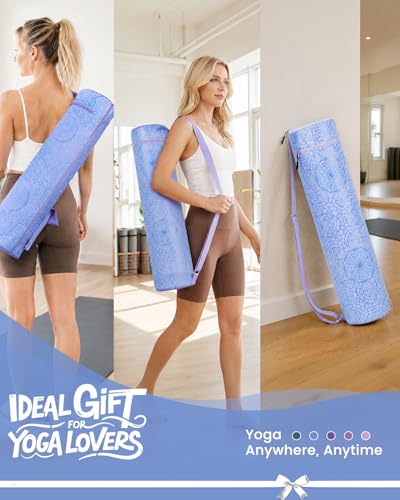 Gonex Yoga Mat Bag with Full-Zip Design, Fits Most Mats | 600D Oxford Fabric, Wet Pocket, Front Zip Pocket, Adjustable Strap, Fits Mats up to 26" - color: Blue Mist