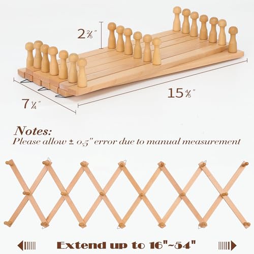 SCUNDA Wall Rack with 20 Hooks, Wooden Wall Expandable Coat Rack for Coat, Hats, Baseball Caps, Coffee Mug, Jewelry(Natural) - color: Natural, size: 20 Hooks