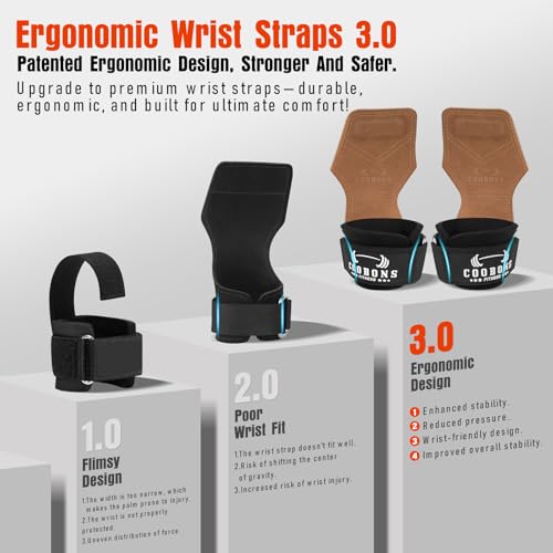 Weight Lifting Wrist Straps, Gym Straps Weight Lifting for Deadlift and Powerlifting, Double Layer Leather Wrist Wraps with Padded Cushion Wrist Loop, Weightlifting Grips for Men and Women - color: Brown