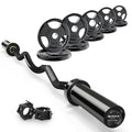 RitFit 2 Inch EZ Curl Bar with Weights, 350LBS Capacity Olympic Barbell for Bicep & Triceps, Home Gym Strength Training - style: Black(with 155LB Weights and Collar)