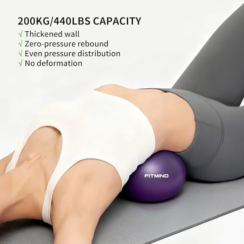 FITMIND_Pilates Ball 10 Inch Anti-Burst Slip Resistant Mini Yoga Ball for Fitness, Core Training, Physical Therapy, Balance, Stability, Stretching 200kg 440lbs Capacity - color: Purple