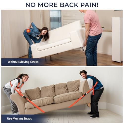 Ytonet Furniture Moving Straps for Lifting with Back Support, Round Sling | 2-Person Lifting and Moving System, Appliance Shoulder Lifting Straps for Sofa, Mattress, Refrigerator, 135 inches Long - size: With Back Support-Extended