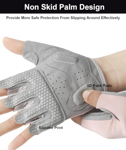 SUJAYU Workout Gloves for Women & Men, Anti-Slip Fingerless Gloves for Weightlifting, Mens Workout Gloves Gym Gloves Fitness Gloves - color: Grey, size: Large