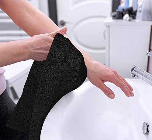 Utopia Towels 6 Pack Premium Hand Towels Set, 16 by 28 inches, 100% Ring Spun Cotton, Ultra Soft and Highly Absorbent 600GSM Towels for Bathroom, Gym, Shower, Hotel, and Spa, Black - color: Black, size: 6 Hand Towels