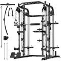 Smith Machine, Multifunctional Power Cage Rack with Smith Bar and Cable Pulley System, and LAT Pull Down Machine for Home Gym… - style: Power Cage with Landmine and Dipbar