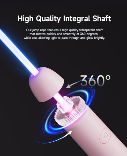 LED Jump Rope for Kids, Glow in The Dark Fun Fitness Gift | Rechargeable, 180-day battery, 9.2ft for ages 6+, colorful LED modes, birthday gift, outdoor fun - color: Pink