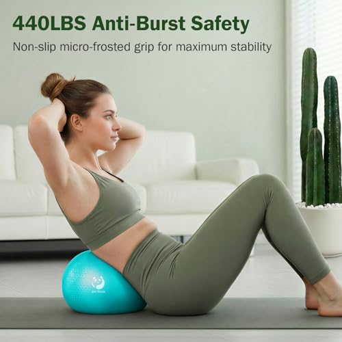 Slim Panda Pilates Ball, 9 Inch Small Exercise Ball, Anti Burst Mini Yoga Ball for Stability, Workout, Barre, Core Strength, Physical Therapy, Balance, Stretching - color: Lake Blue & Lavender