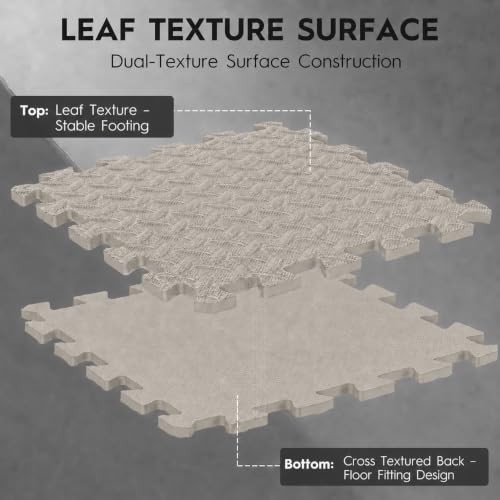 18pcs Puzzle Exercise Mat, 12.6"x12.6"x0.4", 18sqft EVA Interlocking Foam Floor Tiles, Protective, Water-Resistant Flooring for Home Gym & Workout Equipment - color: Honey Sand