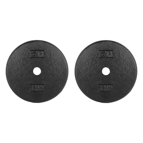 CAP Barbell Standard 1-Inch Cast Iron Weight Plates - Singles & Sets | 1.25-50 lbs | Multiple Options - color: Black, size: 12.5 lb - Set of 2