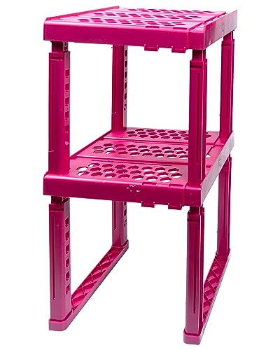 Piffny Locker Organizer Shelf， Adjustable Width and Height, Ideal Locker for School, Office, and Gym Lockers (Magenta 2 Pack) - color: Magenta 2 Pack