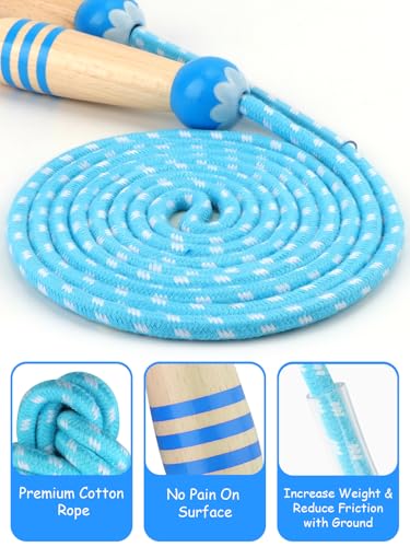 Jump Rope for Kids, Lorvain Adjustable Skipping Rope, Kids Jump Ropes with Wooden Handle for Girls Boys, Weighted Jumping Ropes for Fitness Workout Exercise Outdoor Fun Activity - color: Blue-1 Pc