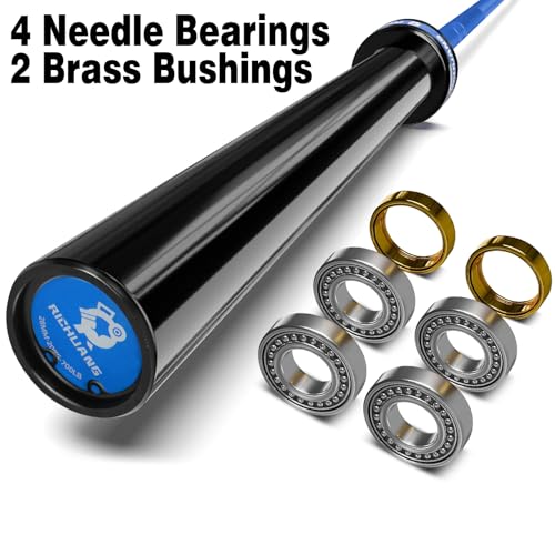 7ft Olympic Barbell 28mm 45lb – 500/700/1000LB Bar for Home Gym | Ceramic coated steel. Smooth spinning sleeves. Fits 2" plates. For snatch, clean and jerk, squats, deadlifts, bench press. - color: Blue-700LBS