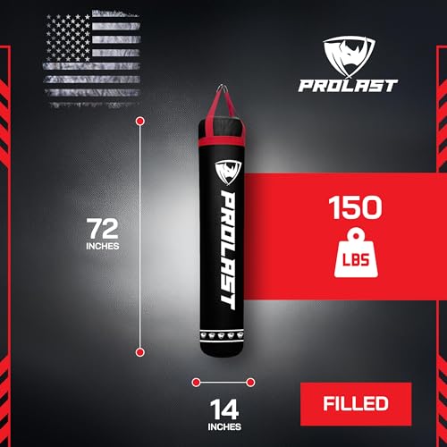 Heavy Punching Kicking Bag for Adults, Boxing, MMA, Martial Arts, Muay Thai, Strength Training Equipment, Filled/Unfilled, 6ft, 150 lbs, Special Edition Logo - color: Black / Red, size: Filled