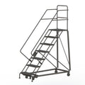 Tri-Arc KDHS107242 7-Step Heavy-Duty Safety Angle Steel Rolling Industrial & Warehouse Ladder with Grip Strut Tread - size: 7-Step, style: Grip Strut Tread