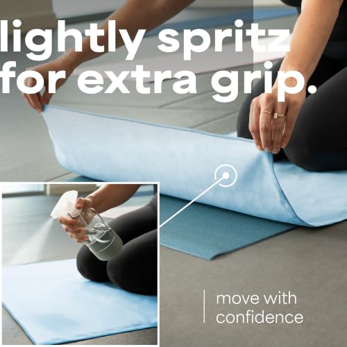 S&T INC. Aura Yoga Mat Towel, Quick Dry Towel, Soft and Absorbent for Gym, Pilates, and Hot Yoga Mat, 1 Pack, 26.5 inches x 72 inches, Microfiber, Blue - color: Blue