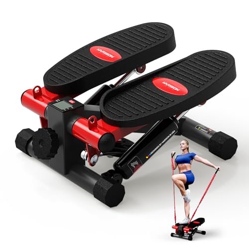 HARISON Mini Stepper with LCD Monitor, 330 LB Capacity for Home Cardio | Compact Stair Training Machine With Quiet Hydraulic Resistance, Portable Design For Under Desk Workouts & Small Spaces - color: Black