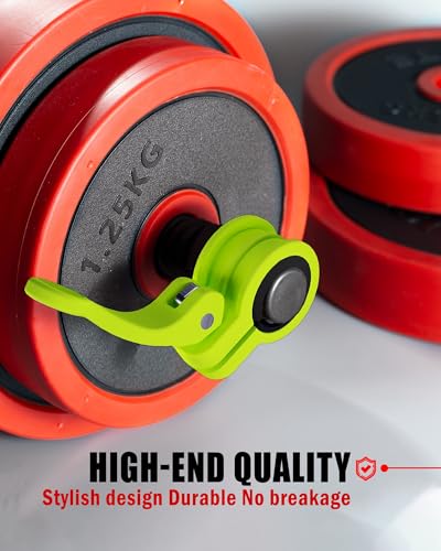 Narrow Barbell Clips 2.5cm Width for Olympic Bars, 0.9-1.18inch Adjustable Weight Clamps, Quick Release Locking Collars for Weightlifting - color: Green