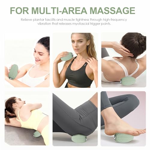 Silicone Vibrating Massage Ball with Rolling Head, 4-Speed Myofascial Massage Roller for Plantar Fasciitis Relief, Hip & Psoas Release, Trigger Point Therapy for Neck, Back, Foot (Black) - color: Green