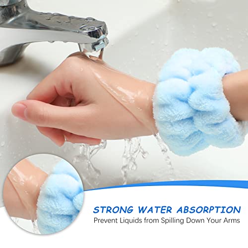 Chuangdi 4 Pairs Wrist Bands for Washing Face Wrist Spa Microfiber Wash Towel Band Scrunchies Absorbent Wristbands Sweatband for Women Prevent Liquid from Spilling(Pastel Colors) - color: Pastel Colors