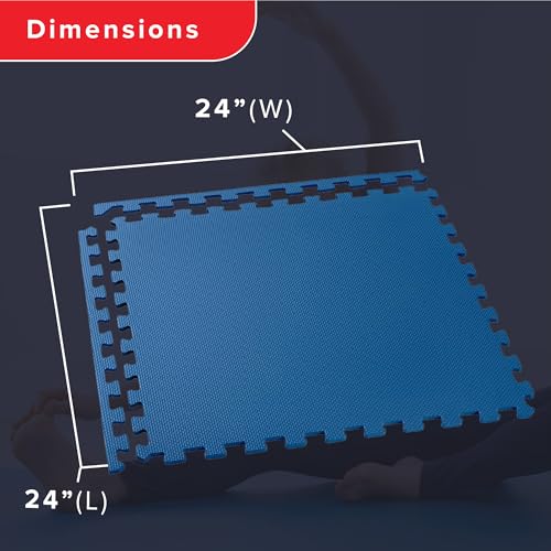 We Sell Mats 1/2 Inch Thickness Multipurpose EVA Foam Floor Tiles, Interlocking Floor Mat for Indoor Gym and Home Use, 24 in x 24 in, Blue, 100 Square Feet (25 Tiles) - color: Blue, style: 100 Square Feet (25 Tiles)