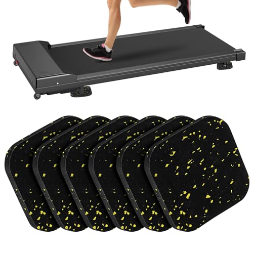 Mipcase 6 Pack Treadmill Mat Pads 3.93 X 3.93 X 0.39 in Thick Rubber Exercise Mats Non Slip Anti Vibration Equipment Mat for Floor Protection Noise Reduction Home Gym