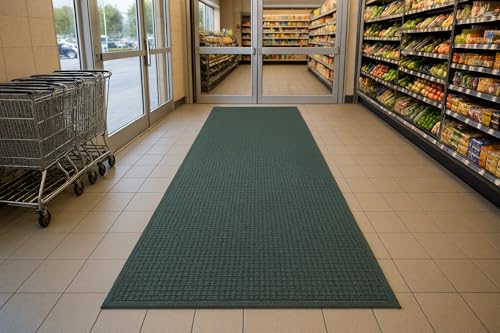 Guardian EG031008 EcoGuard Indoor Wiper Floor Mat, 3ft x 10ft, Green, Made of Recycled Plastic and Rubber, Wipes Shoes Clean and Dry - color: Green, size: 3' x 10' (Rectangular)