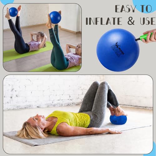 Set of 25 Pilates Balls Bulk 9 Inch Small Exercise Ball for Yoga, Stability, Physical Therapy, Balance, Barre, ABS Core, Gym, Training, with Mesh Bag and Pump - color: Blue