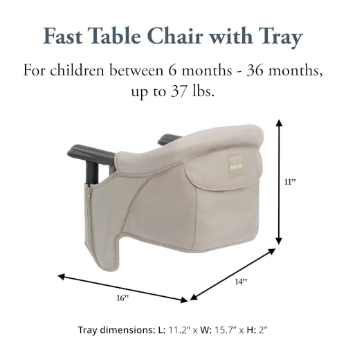 Inglesina Fast Table Chair - Cream + Fast Dining Tray - Portable Baby High Chair - for Babies & Toddlers up to 37 lbs - Fits Tables 0.8'' to 3.5'' Thick - Compact & Easy to Use - Travel Bag Included - color: Cream, style: Chair with tray