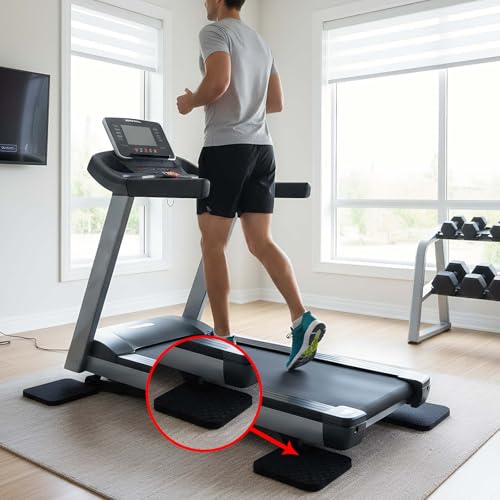4PCS Anti-Slip Treadmill Mat Pads, 10MM Thick High Density Anti Vibration Walking Pad Mats, 4" x 4" Shock Absorbing Rubber Pads for Stationary Bike, Rowing Machine, Home Gym Floor Protection - size: 10MM - Square - 4PCS
