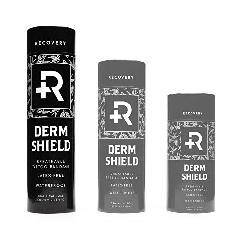 Recovery Aftercare Derm Shield Tattoo Cover Up Patch - Latex-Free & Waterproof Tattoo Aftercare Bandage - Transparent Matte Film - Breathable & Flexible - Promotes Healing & Skin Renewal (10" x 8 yd) - size: 10" x 8 Yard Roll
