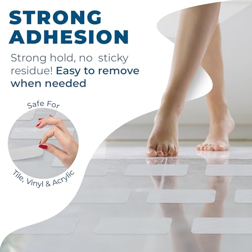 Anti-Slip Shower Stickers - Help Reduce Slipping in Bathtub & Shower, Clear Non-Slip Bath Strips, Strong Adhesive Bathtub Appliques Suitable for Homes with Kids, Adults & Seniors - 24 Pcs - Homergy - size: Rectangle